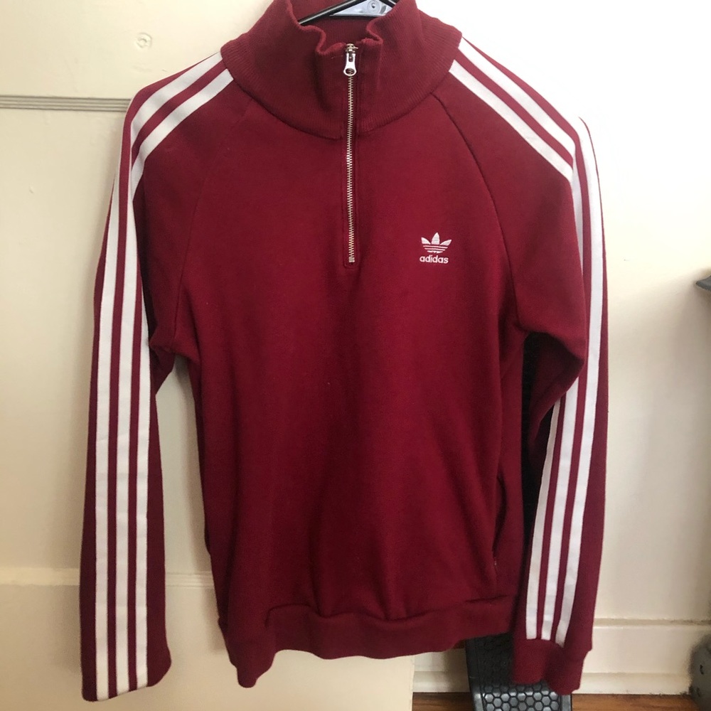 Burgundy half zip crewneck